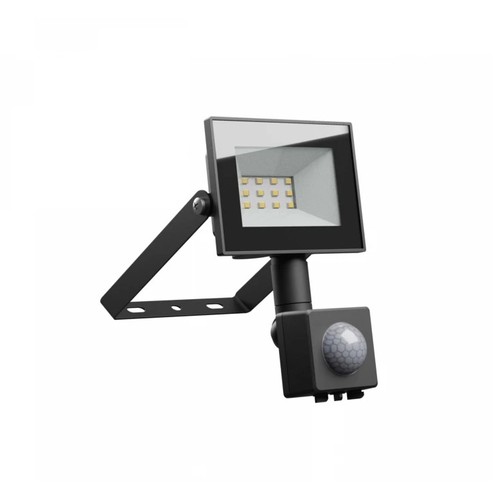 Noctis Lux lyskaster 10W - Varm hvit, 230V, IP44, 94x150x53mm, svart, PIR sensor