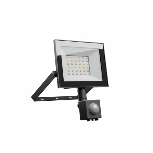 30W lyskaster med sensor - Svart, IP65, PIR sensor, 230V, Spectrum