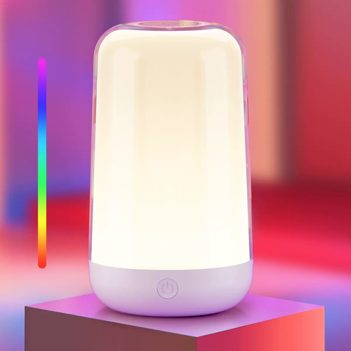 Oppladbar RGB+CCT LED bord-/nattlampe - Hvit, touch dimbar, IP20 innendørs