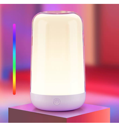 Oppladbar RGB+CCT LED bord-/nattlampe - Hvit, touch dimbar, IP20 innendørs