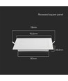3W 9x9cm kvadratisk LED innfellingspanel - 4000K, 330lm, Hull: 7,5-8 cm, hvit kant
