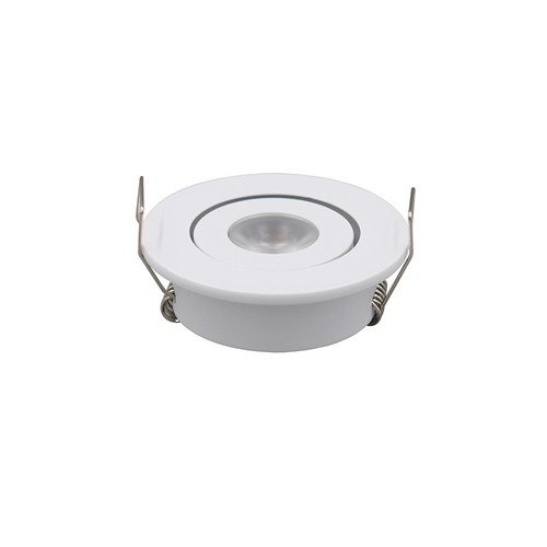1W downlight hvit - Hull: Ø4,2 cm, Mål: Ø5,2 cm, 2,2 cm høy, dimbar, 12V/24V