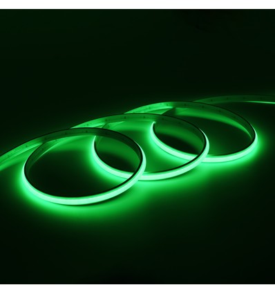 5m 9W/m Grønn Dot-free COB-LED-strip - 24V DC, IP20, 240 LED pr. meter, 5 års garanti