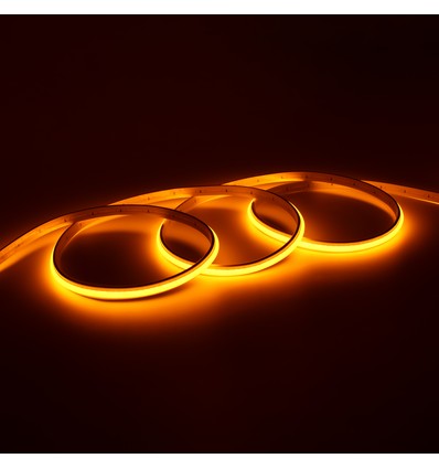 5m 9W/m Gul Dot-free COB-LED-strip - 24V DC, IP20, 240 LED/m, 5 års garanti