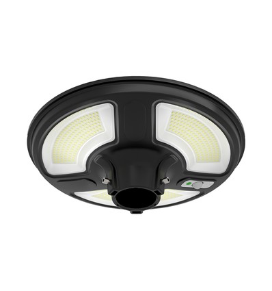 10W Solara LED hagelampe med sensor - IP65, 1500lm, sort, rund, inkl. fjernkontroll og timer