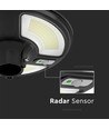 Vt-65w LED 10w - solcelledrevet, rund hage lampe, med sensor, RF-fjernkontroll, 4000K, IP65
