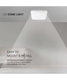 48W LED taklampe, kvadratisk - 107lm/W, IP44, hvit kant, 3000K, 5160lm