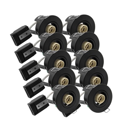 10 stk. GU10 innfellingsspot - Sort, IP20