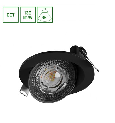 6,5W Ø10,5cm MOBILO LED downlight - CCT, 850lm, 36°, IP20, sort