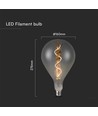 E27 4W LED filament spiralpære - A160, smoky glass, varm hvit