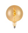 E27 4W LED filament spiralpære - G200 globe, amber glass, varm hvit, 250lm