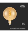 E27 4W LED filament spiralpære - G200 globe, amber glass, varm hvit, 250lm