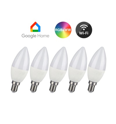 V-Tac 5W Smart Home LED pære - Tuya/Smart Life, Google Home, Amazon Alexa kompatibel, E14