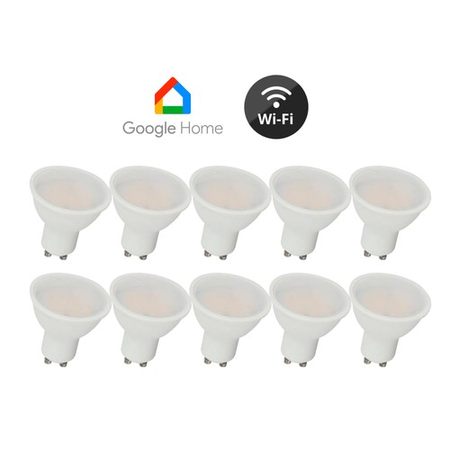 10 stk. GU10 5W Wifi LED-pære - Spot, Tuya/Smart Life, fungerer med Google Home