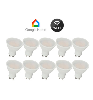 10 stk. GU10 5W Wifi LED-pære - Spot, Tuya/Smart Life, fungerer med Google Home