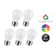 5 stk. E27 5W Wifi LED-pære - G45, Tuya/Smart Life, fungerer med Google Home