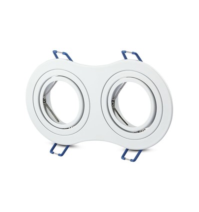 GU10 dobbelt innbyggingsspot - Rund, hvit, aluminium, IP20, Hull: 155x75 mm, Mål: 173x91 mm
