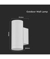 GU10 vegglampe med opp/ned lys - Hvit, IP44, sylindrisk, utendørs, uten lyskilde