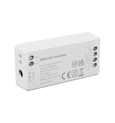 RGB WiFi controller til LED strips - 12V/24V, 12A, rekkevidde 30m, hvit