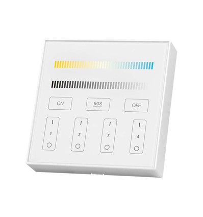 4-sone WiFi/WLAN touch panel til LED strips - 12V/24V, hvit, 86x86mm, til single color og CCT