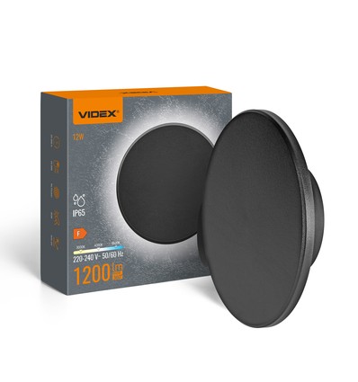 Dome 12W rund LED vegglampe - IP65, CCT, sort