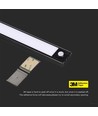 1,5W LED skaplampe med PIR sensor - Sort, batteridrevet, 30cm, oppladbar, innendørs