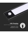 1,5W LED skaplampe med PIR sensor - Sort, batteridrevet, 30cm, oppladbar, innendørs