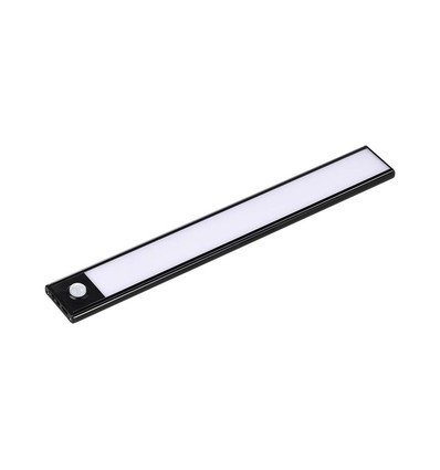 60cm 2,5W LED skaplampe med sensor - Sort, 3000K, oppladbar, PIR sensor, 5V USB