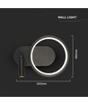 250x100x180mm VT-7906 vegglampe 14W - LED, metall lampeskjerm, 3000K, svart
