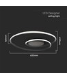 60cm 48W dimbar LED designer taklampe - 5150lm, TRIAC dimbar, sort kant, Ø60cm, 4000K