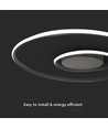 60cm 48W dimbar LED designer taklampe - 5150lm, TRIAC dimbar, sort kant, Ø60cm, 4000K