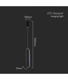 40 cm VT-7829 hengende lampe 13W - 3000K, svart hus