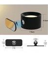 4,5W Oppladbar vegglampe CCT - IP20, rund, mattsort, 360° roterbar, inkl. lyskilde og fjernkontroll