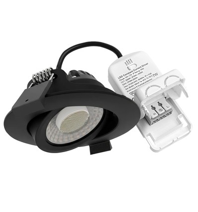 7W Ø8,3cm DimToWarm+CCT innfellingsspot dimbar RA96 - Hull: Ø6,8 cm, Sort