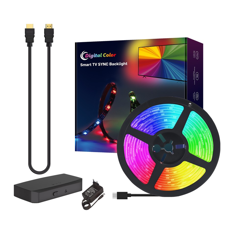 TV Sync LED-stripe - 3,8m, HDMI-boks