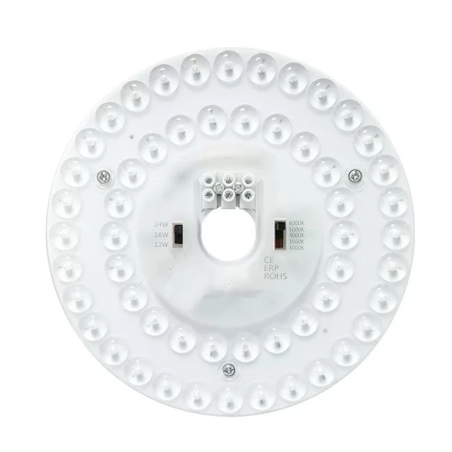 24/18/12W LED-innsats med linser, flimmerfri - Ø17 cm, Valgfri CCT, erstatt G24, sirkelrør og kompaktlysrør