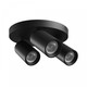 Rund taklampe med 3 spotter, GU10 - Sort, Ø22cm, IP20 innendørs, uten lyskilde