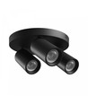Rund taklampe med 3 spotter, GU10 - Sort, Ø22cm, IP20 innendørs, uten lyskilde