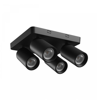 Taklampe med 2x2 spots, GU10 - Sort, IP20 innendørs, uten lyskilde