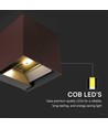 9W LED Solcelle vegglampe - IP65, CCT, 3 lysfarger, PIR-sensor, corten hus