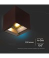 9W LED Solcelle vegglampe - IP65, CCT, 3 lysfarger, PIR-sensor, corten hus
