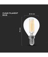 E14 6W filament LED kronepære - P45, 600lm, klart glass, Samsung LED chip