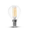 E14 4W LED filament pære - P45, klar, varm hvit, 400lm