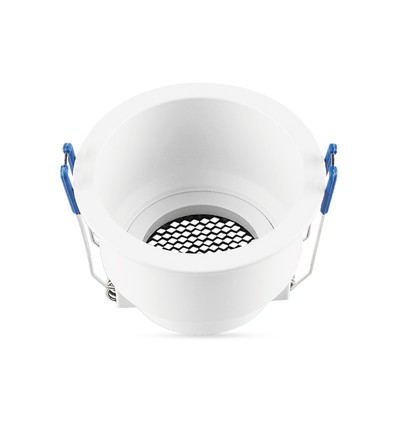 GU10 innfellingsspot - Rund, hvit, aluminium, honeycomb, anti-glare, IP20, Hull: Ø8 cm, Mål: Ø9 cm