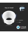 GU10 innfellingsspot - Rund, hvit, aluminium, honeycomb, anti-glare, IP20, Hull: Ø8 cm, Mål: Ø9 cm