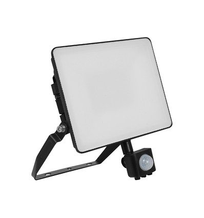 10W LED-lyskaster med sensor - 120lm/W, sort, IP65 utendørs