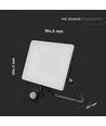 Vt-4919-fc LED projektør 20W - med hurtig tilkobling, PIR-sensor, 4000K, sort hus, 120lm/W