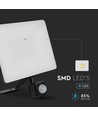 20W LED lyskaster med sensor - 120lm/W, IP65, sort, 3000K, PIR sensor