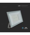 50W LED lyskaster - 94lm/W, IP65, hvit kant, kald hvit, utendørs