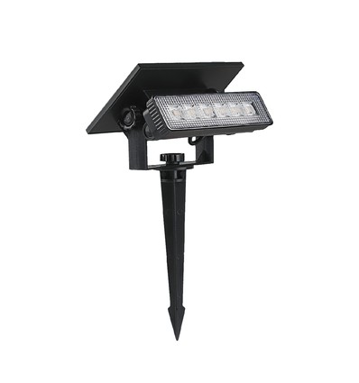 0,9W VT-41009 LED veggmontert lampe - Mini, spiss solcelle, 2-i-1, 3000K, svart, IP65